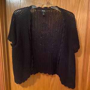 Style & Co Black Cotton Open-Knit Cardigan 1X